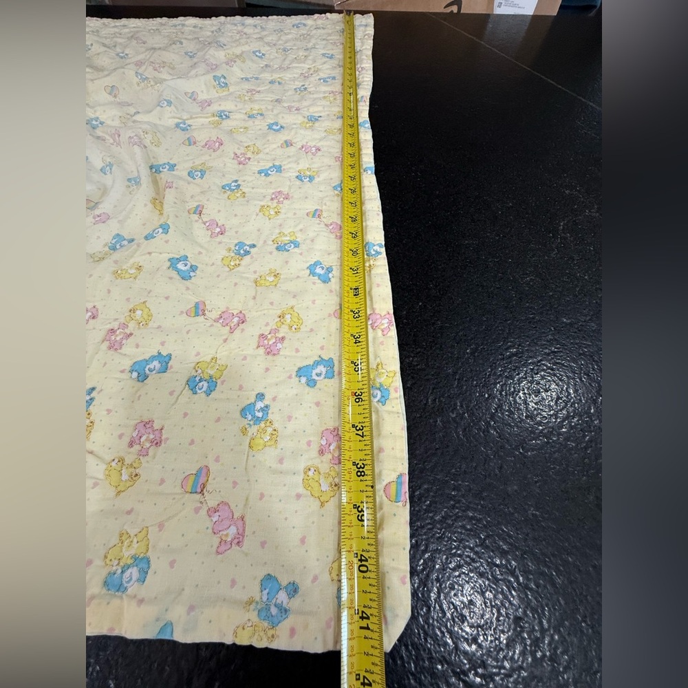 Vintage Care Bears Yellow Quilt Baby Blanket / Crib Blanket - Picture 4 of 11